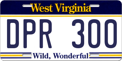 WV license plate DPR300