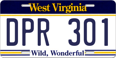 WV license plate DPR301