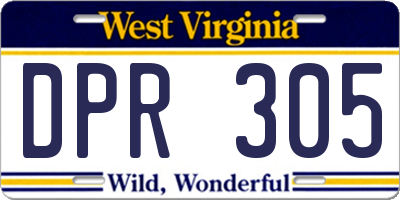 WV license plate DPR305