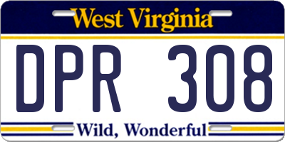 WV license plate DPR308