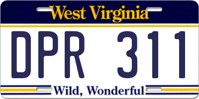 WV license plate DPR311
