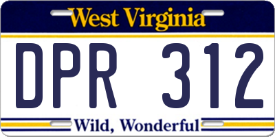 WV license plate DPR312