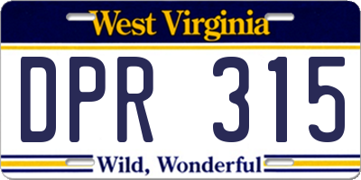 WV license plate DPR315