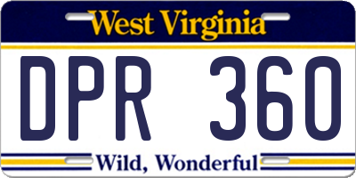 WV license plate DPR360
