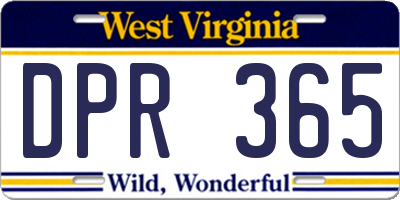 WV license plate DPR365