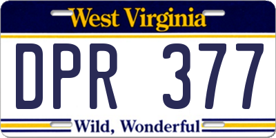 WV license plate DPR377