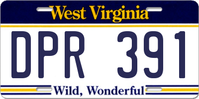WV license plate DPR391