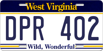 WV license plate DPR402
