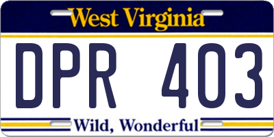 WV license plate DPR403