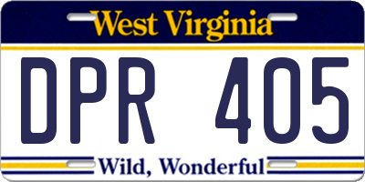 WV license plate DPR405
