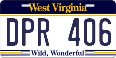 WV license plate DPR406