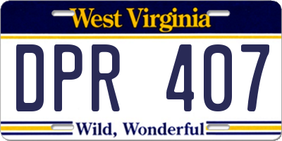 WV license plate DPR407