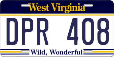 WV license plate DPR408
