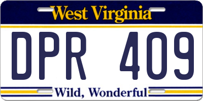 WV license plate DPR409