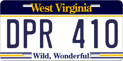 WV license plate DPR410
