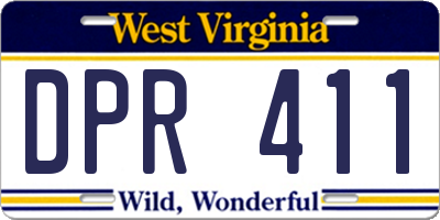 WV license plate DPR411