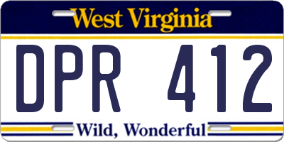 WV license plate DPR412