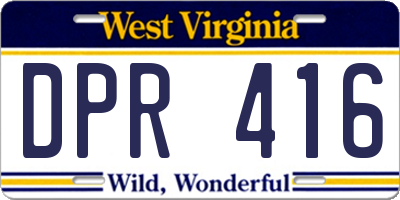 WV license plate DPR416