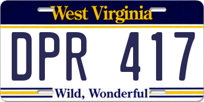 WV license plate DPR417