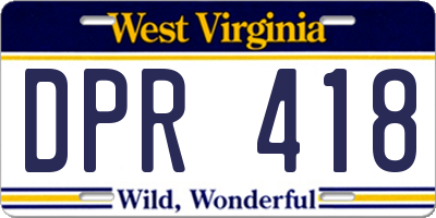 WV license plate DPR418
