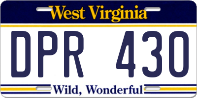 WV license plate DPR430