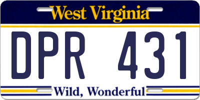 WV license plate DPR431