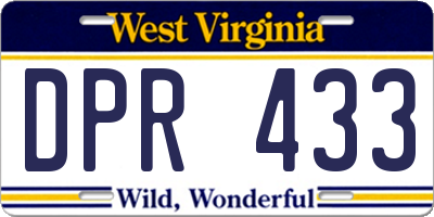 WV license plate DPR433