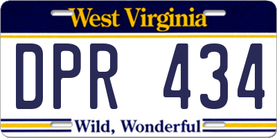 WV license plate DPR434