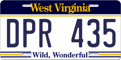 WV license plate DPR435