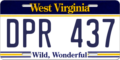 WV license plate DPR437