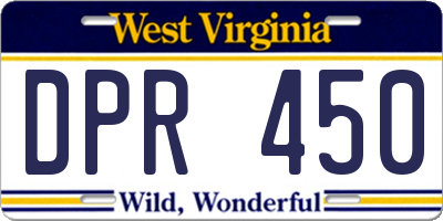 WV license plate DPR450