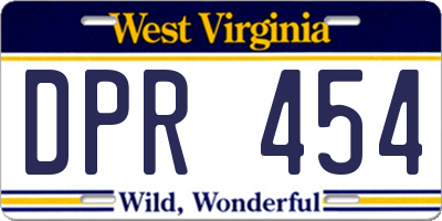 WV license plate DPR454