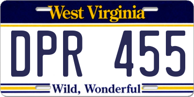 WV license plate DPR455