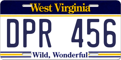 WV license plate DPR456