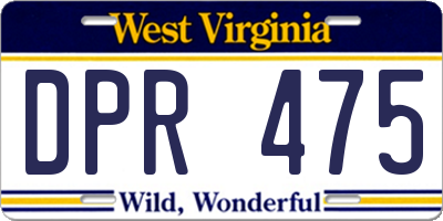 WV license plate DPR475