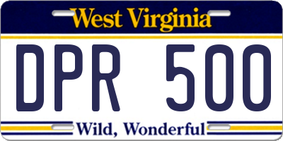 WV license plate DPR500