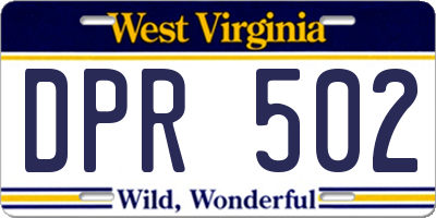 WV license plate DPR502