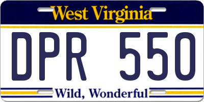 WV license plate DPR550