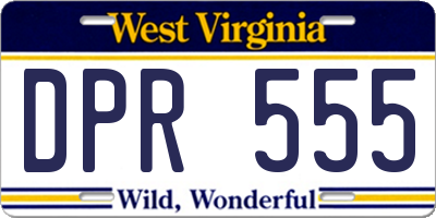 WV license plate DPR555