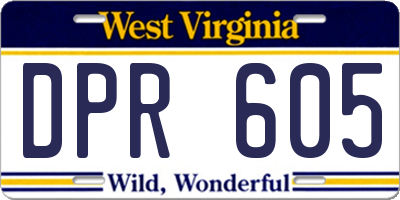WV license plate DPR605