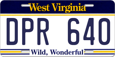 WV license plate DPR640