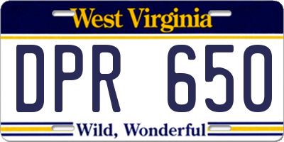 WV license plate DPR650