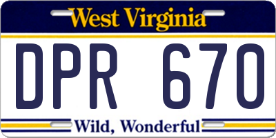 WV license plate DPR670