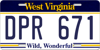 WV license plate DPR671