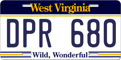 WV license plate DPR680