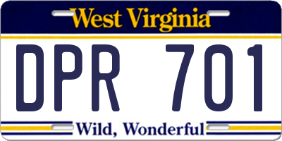 WV license plate DPR701