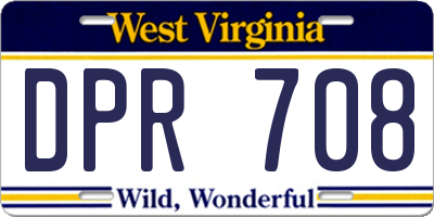 WV license plate DPR708