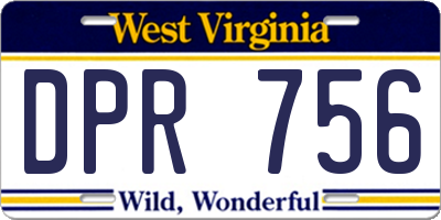 WV license plate DPR756