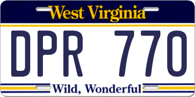 WV license plate DPR770