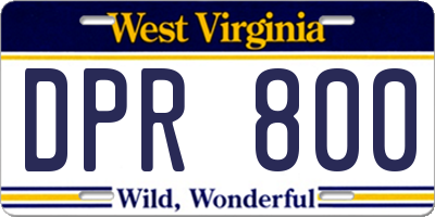 WV license plate DPR800